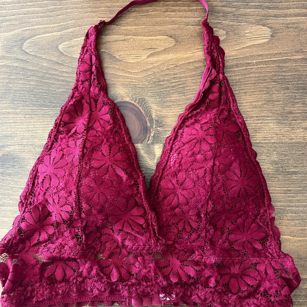 Elegant Lace Bralette in Burgundy